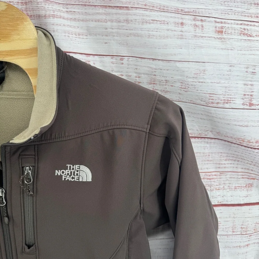 The North Face Jacket Mens Large Apex Bionic Softshell Brown Fleece Lined Zip Up